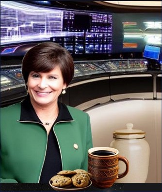 Commander Sara Brandon on the deck of the Magellan